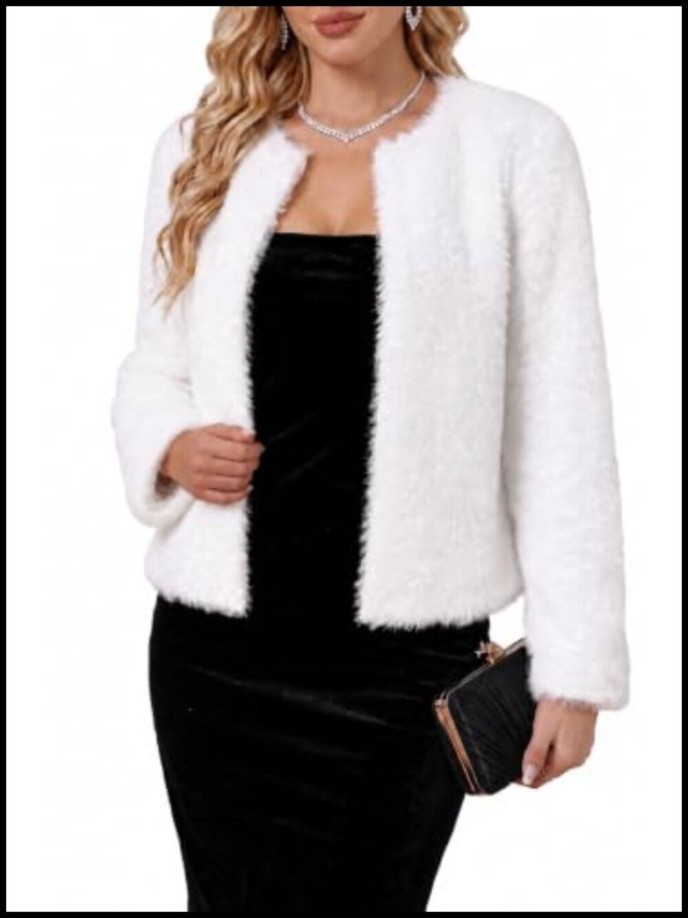 Wool Blend Faux Fur Open Front Cardigan Coat Fall Winter